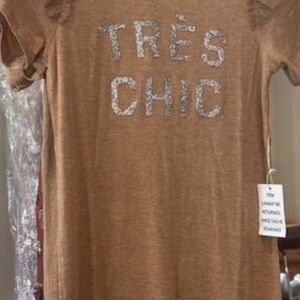 Tres Chic Girls' Short Sleeve T-shirt Dress- Brown